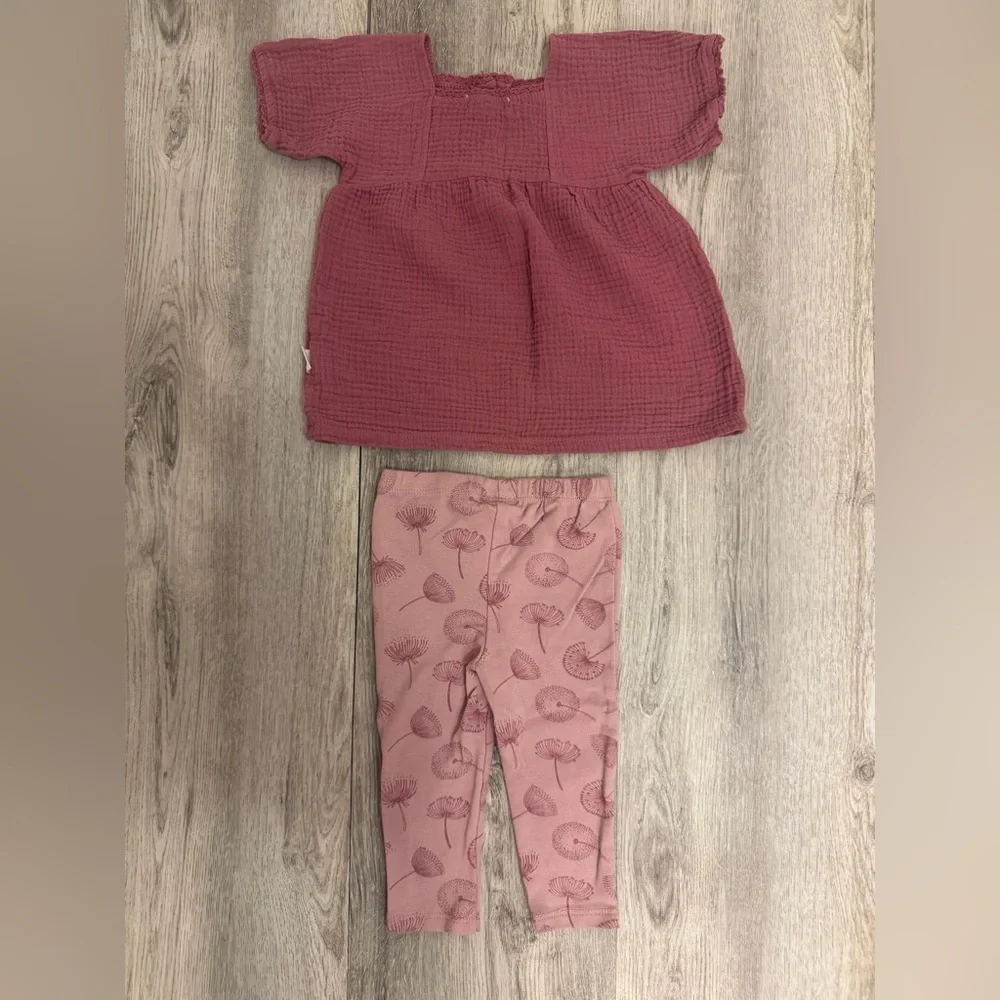 Rabbit + Bear Pink Baby Dress and Leggings Set